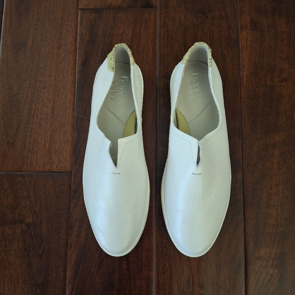 FRANCO SARTO "Avant" White Leather Slip-on Sneakers - Size 9.5